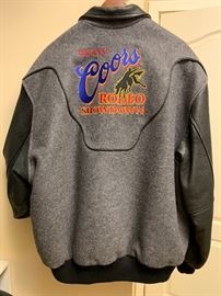 Men’s Coors Rodeo Showdown 1998 wool & leather jacket, size XL