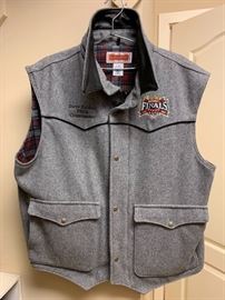 Men’s Wrangler National Finals Rodeo 2001 wool & leather vest in size XXL