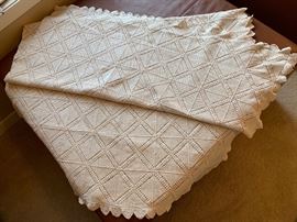 Antique cotton crochet throw, approximately 70” x 91”