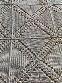 Antique cotton crochet throw, approximately 70” x 91”