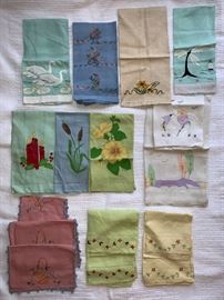 A sampling of the large amount of vintage tea & finger tip towels