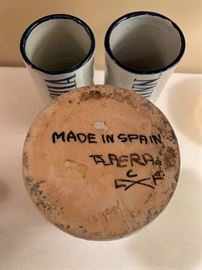 Vintage three piece pasta pottery canister set by Talavera in Spain