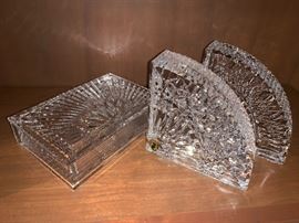 Waterford crystal jewelry box and bookends