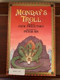 Jack Prelutsky’s “Monday’s Troll” signed copy by the author and the illustrator 