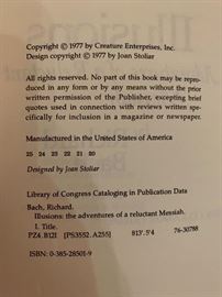 1977 “Illusions The Adventures of a Reluctant Messiah” by Richard Bach signed copy