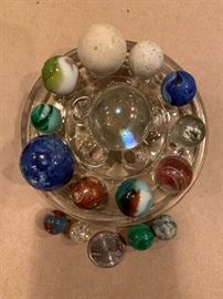 Antique Bennington, China, Mica & clay marbles.  There are several of each of these.  Photo is of a small assortment 