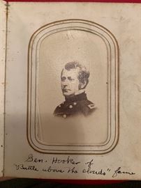 Photo of General Joseph Hooker of the Union Army during the Civil War.  There are three Civil War era photo albums