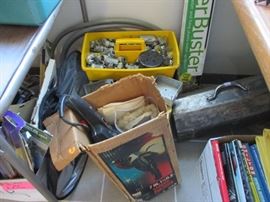 Electrical bits, Craftsman vintage metal tool box.