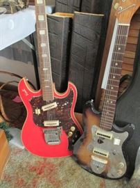 Vintage and rare red Kent guitar, needs some repair