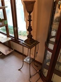 Victorian stand with table torchiere lamp