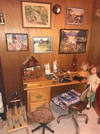 Desk, Dolls, Artwork....