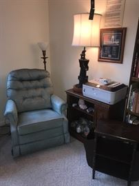 Comfy chair, side tables, etc.