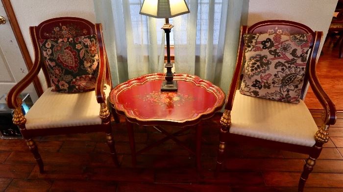 (2) Occassional Chairs and beautiful Accent Table