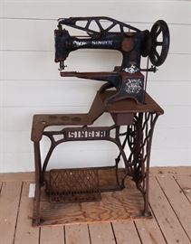 Old Singer Leather Sewing Machine and Table