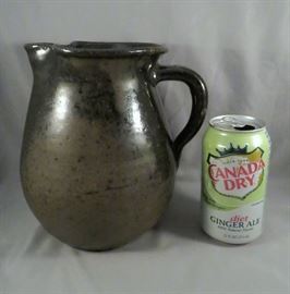 STUNNING AND LARGE SIGNED LANIER MEADERS (GEORGIA) FOLK ART POTTERY PITCHER OR JUG