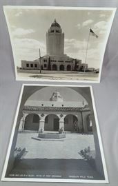 ORIGINAL ARMY AIR CORPS PHOTOS SHOWING THE ARCHITECTURE OF THE RANDOLPH FIELD (AFB) ADMINISTRATION BUILDING AND POST EXCHANGE PATIO