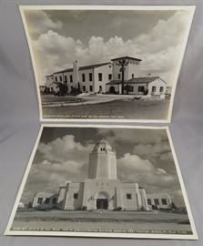 ORIGINAL ARMY AIR CORPS PHOTOS SHOWING THE ARCHITECTURE OF THE RANDOLPH FIELD (AFB) OFFICER'S CLUB AND ADMINISTRATION BUILDING WITH VIEW OF POST THEATRE
