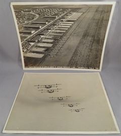 ORIGINAL ARMY AIR CORPS PHOTOS SHOWING THE RANDOLPH FIELD (AFB) FLIGHT LINE AND HANGARS AND AN AERIAL SHOT OF BIPLANES