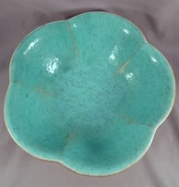 TURQUOISE INTERIOR OF SIGNED ANTIQUE CHINESE FAMILLE ROSE PORCELAIN BULB BOWL 