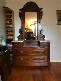 Beautiful antique dresser with mirror $600. 