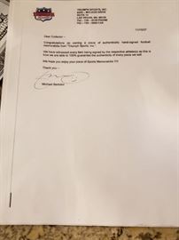 Sports memorabilia with COA