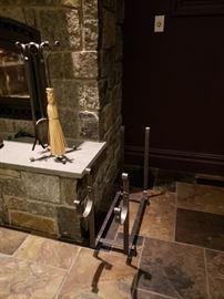 Firewood holder & fireplace tools