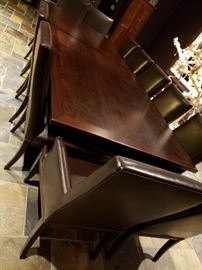 MV Customs Millwork custom table with 14 Thomasville  Wanderlust Leather Chairs.  GORGEOUS for a board room or farmhouse table!!!