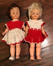 1 Set of Antique 13 Plastic Dolls with red white ...