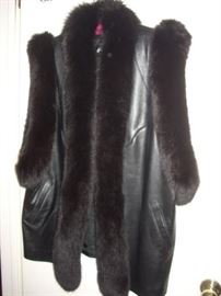 Leather and Fur trimmed Vest