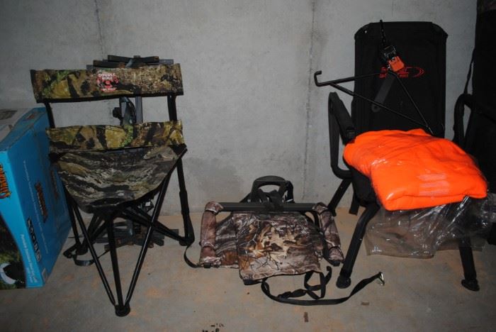 Left to right - camo triangle seat , tree seat not for sale, Sniper Seat 360
