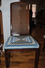 Beautiful chairs with hand done needle point seat covers  x 2