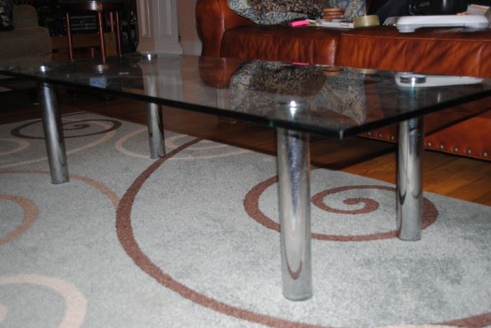 Stainless and glass coffee table