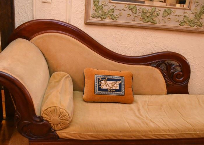 Antique / Vintage Chaise Lounge with Carved Details