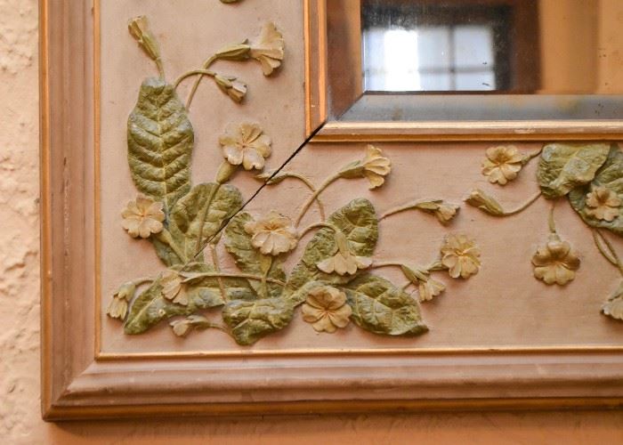 Wall Mirror with Floral Detail in Relief