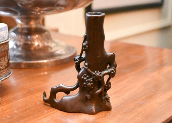 Antique Chinese Bronze Bud Vase