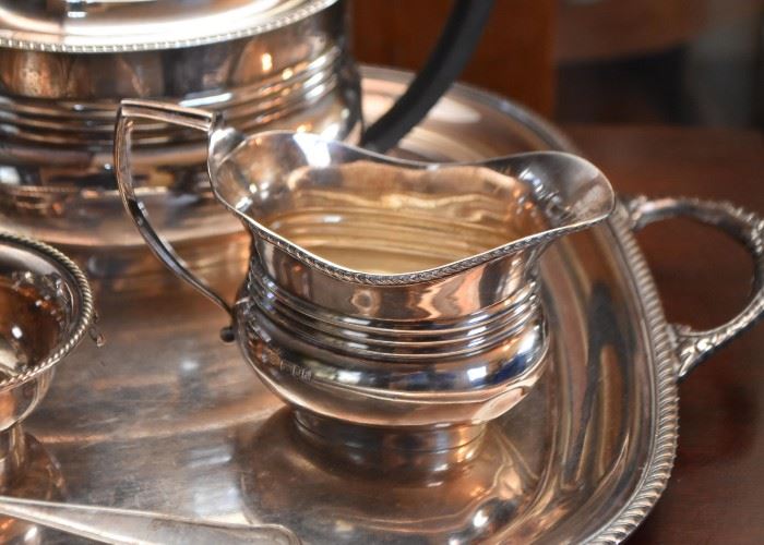 Vintage Art Deco English Sterling Silver Coffee / Tea Set,  IF & Sons London