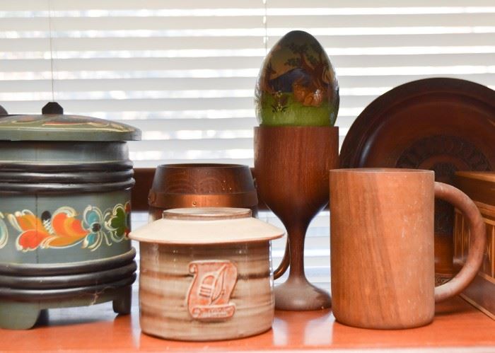 Wooden Cups & Mugs, Pottery Canister, Paper Mache Easter Egg