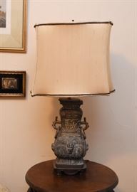 Antique Chinese Bronze Urn Table Lamp