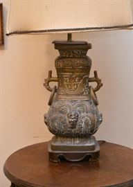 Antique Chinese Bronze Urn Table Lamp
