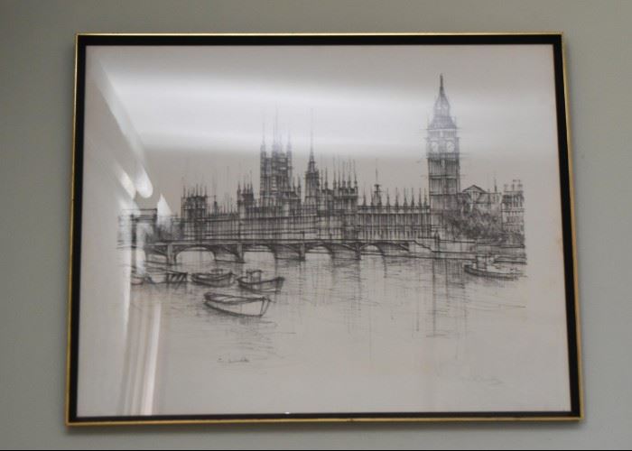 Framed Artwork / Drawing, Signed (London)