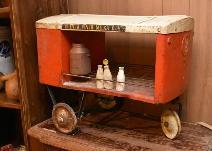 Vintage Tin Toy Milk Cart