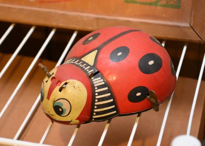 Vintage Tin Ladybug Wind-Up Toy