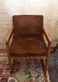 Vintage Oak Arm Chair (Upholstered Back & Seat)