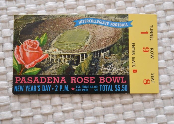Vintage Pasadena Rose Bowl Ticket Stub