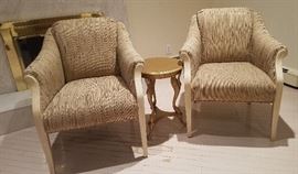 Matching living room chairs with gold accent table 