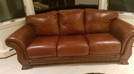 Brown leather sofa