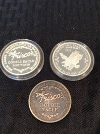 “Do Right & Fear No Man” Del Frisco’s Double Eagle Coin 1-OZ.999 PURE SILVER RARE1994 FAMOUS FORT WORTH DEL FRISCOS