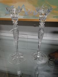 Beautiful pair of Rogaska crystal candle holders w ...