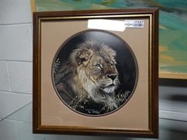 Framed scratchboard print signed numbered Marti ...