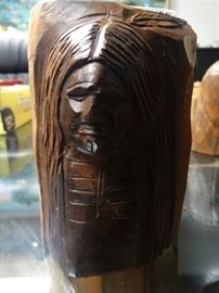 Ironwood Native American Carved bust Approx 6 ta ...